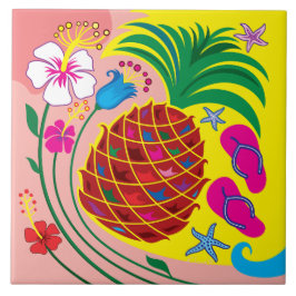 Tropische Ananas Zomer Tegeltje