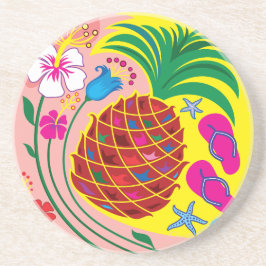 Tropische Ananas Zomer Zandsteen Onderzetter