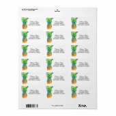 Tropische ananas zwart script typografie adres etiket (Full Sheet)