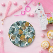 Tropische Ananassen & Bladeren Exotisch Verjaardag Papieren Bordje (Feest)