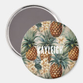 Tropische Ananassen Bloem Magneet (Voorkant / Achterkant)