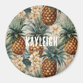 Tropische Ananassen Bloem Magneet (Voorkant)