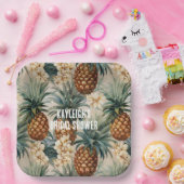 Tropische ananassen Bloemen Papieren Bordje (Feest)