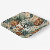 Tropische ananassen Bloemen Papieren Bordje (Gebogen)