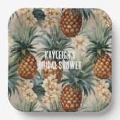 Tropische ananassen Bloemen Papieren Bordje (Voorkant)