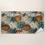 Tropische ananassen Bloemen Strandlaken (Voorkant)