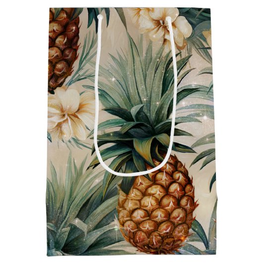 Tropische ananassen Bloemenbruiloft Medium Cadeauzakje (Achterkant)