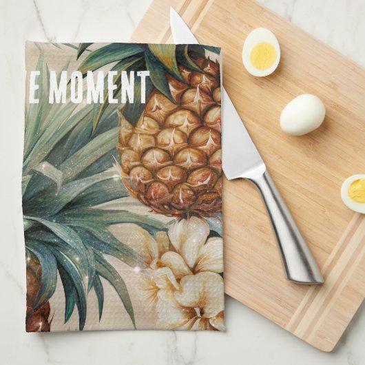 Tropische Ananassen Bloemig Theedoek (Quarter Fold)