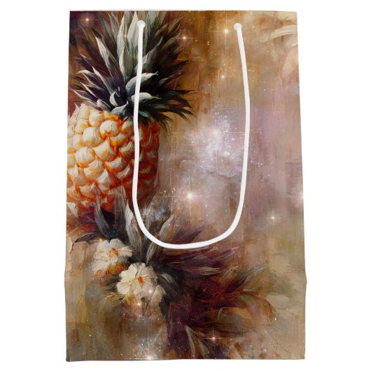 Tropische Ananassen Bruiloft Feest Medium Cadeauzakje (Achterkant)