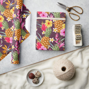 Tropische Ananassen En Bloem Cadeaupapier