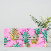 Tropische Ananassen & Roze Marmer Cadeaubon (Staand voorkant)