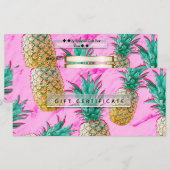 Tropische Ananassen & Roze Marmer Cadeaubon (Voorkant / Achterkant)