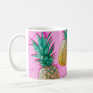Tropische Ananassen & Roze Marmer Modern Kleurrijk Koffiemok