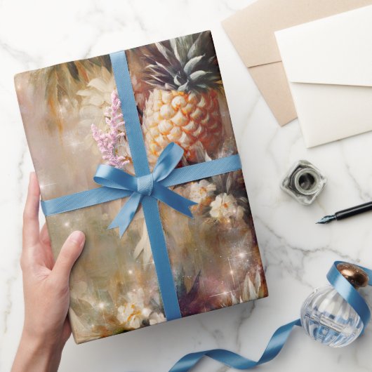 Tropische ananassen schitteren cadeaupapier (Geschenken)
