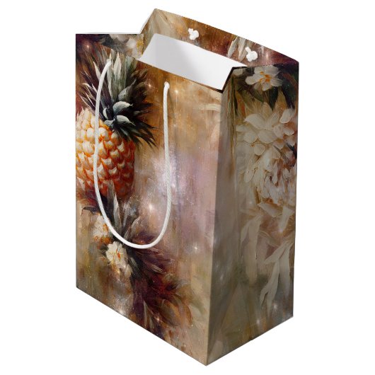 Tropische ananassen Sparkle Vrijgezellenfeest Medium Cadeauzakje (Achterkant Gekanteld)