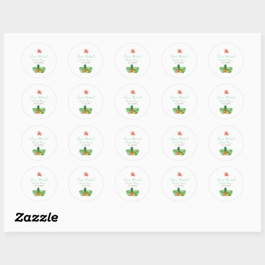 Tropische ananasstickers ronde sticker (Vel)