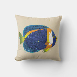 Tropische Angelfish Illustratie Helder Blauw Geel Kussen