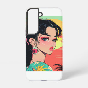 Tropische anime Sunset Girl Samsung Galaxy Hoesje