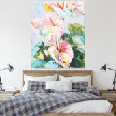 Tropische Anthurium Canvas Kunstprint Afdruk (Insitu (Slaapkamer))
