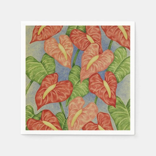 Tropische Anthuriums Bloemen Papier servetten (Voorkant)