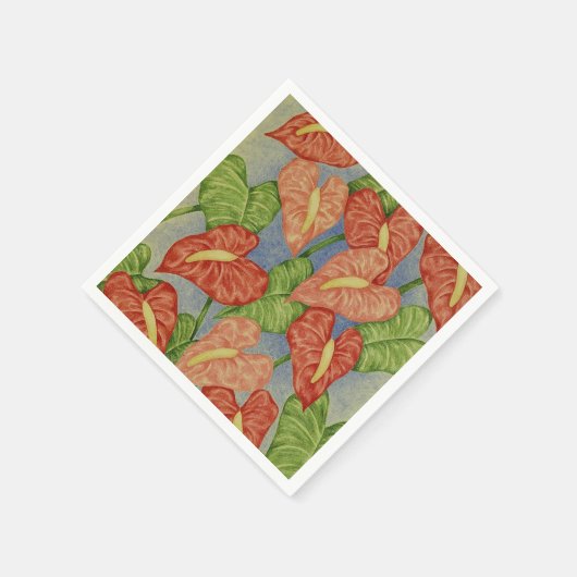 Tropische Anthuriums Bloemen Papier servetten (Hoek)