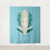 Tropische Aqua Baby aan boord van de boomstammen Wandkleed (Voorkant)