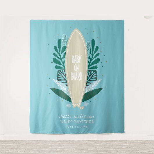 Tropische Aqua Baby aan boord van de boomstammen Wandkleed (Voorkant)