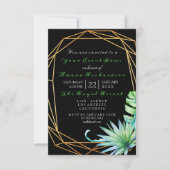 Tropische Aqua Black Birthday Party Stripes in oml Kaart (Voorkant)