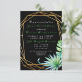 Tropische Aqua Black Birthday Party Stripes in oml Kaart (Staand voorkant)