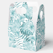 Tropische Aqua Blauwe Bloembladeren Bedankdoosjes (Geopend)
