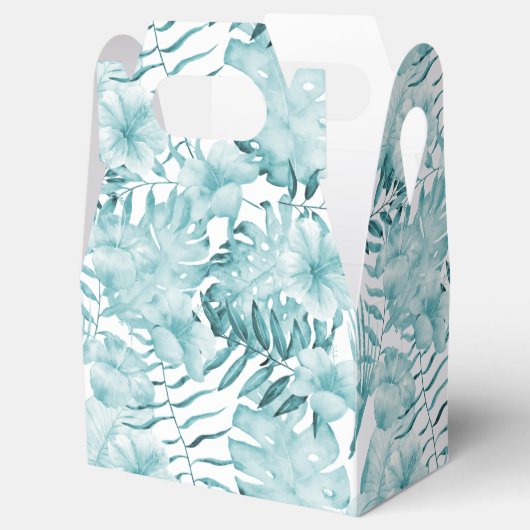 Tropische Aqua Blauwe Bloembladeren Bedankdoosjes (Geopend)