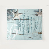 Tropische aqua blauwe zeeschelp strand bruiloft ac wandkleed (Voorkant (horizontaal))