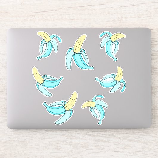 Tropische Aqua Blue Banana Fruit Sticker (Computer)