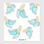 Tropische Aqua Blue Banana Fruit Sticker (Vel)