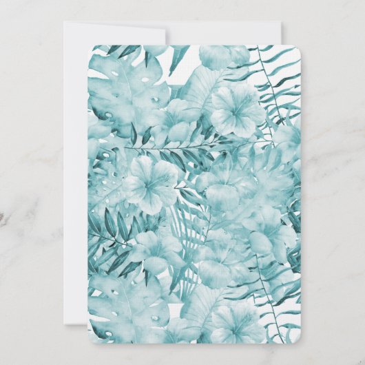 Tropische Aqua Blue Bloembladeren Vrijgezellenfees Kaart (Achterkant)