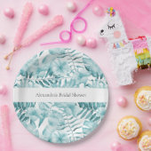 Tropische Aqua Blue Bloembladeren Vrijgezellenfees Papieren Bordje (Feest)