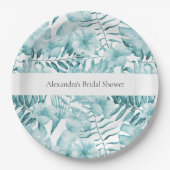 Tropische Aqua Blue Bloembladeren Vrijgezellenfees Papieren Bordje (Voorkant)