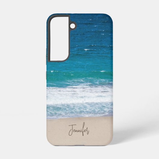 Tropische Aqua Blue Ocean Waves Name Sandy Beach Samsung Galaxy Hoesje (Achterkant)