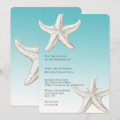 Tropische Aqua Gold White Starfish Beach bruiloft Kaart (Voorkant / Achterkant)