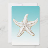 Tropische Aqua Gold White Starfish Beach bruiloft Kaart (Achterkant)