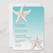 Tropische Aqua Gold White Starfish Beach bruiloft Kaart (Voorkant)