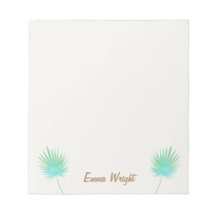 Tropische Aqua Green Waterverf Palm Leaf Branch Notitieblok