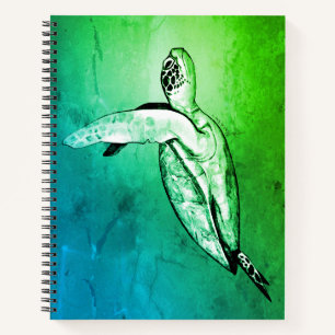 Tropische Aqua Groene Zeeen Schildpad Notitieboek