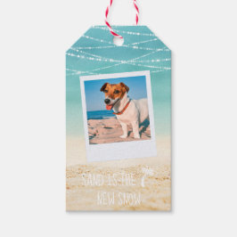 Tropische Aqua-strand Warm 2-zijdige foto Cadeaulabel
