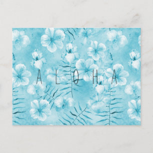 Tropische Aqua White Orchids Hibiscus Floral Briefkaart