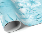 Tropische Aqua White Orchids Hibiscus Floral Cadeaupapier (Rol Hoek)