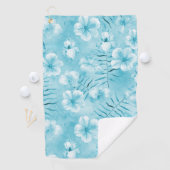 Tropische Aqua White Orchids Hibiscus Floral Golfhanddoek (Insitu)