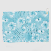 Tropische Aqua White Orchids Hibiscus Floral Golfhanddoek (Horizontaal)