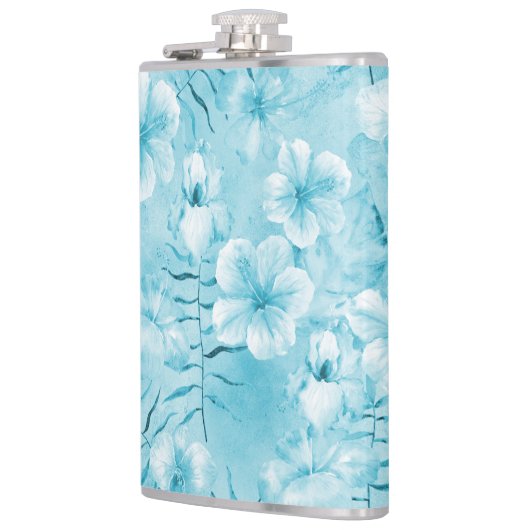 Tropische Aqua White Orchids Hibiscus Floral Heupfles (Links)