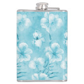 Tropische Aqua White Orchids Hibiscus Floral Heupfles (Achterkant)